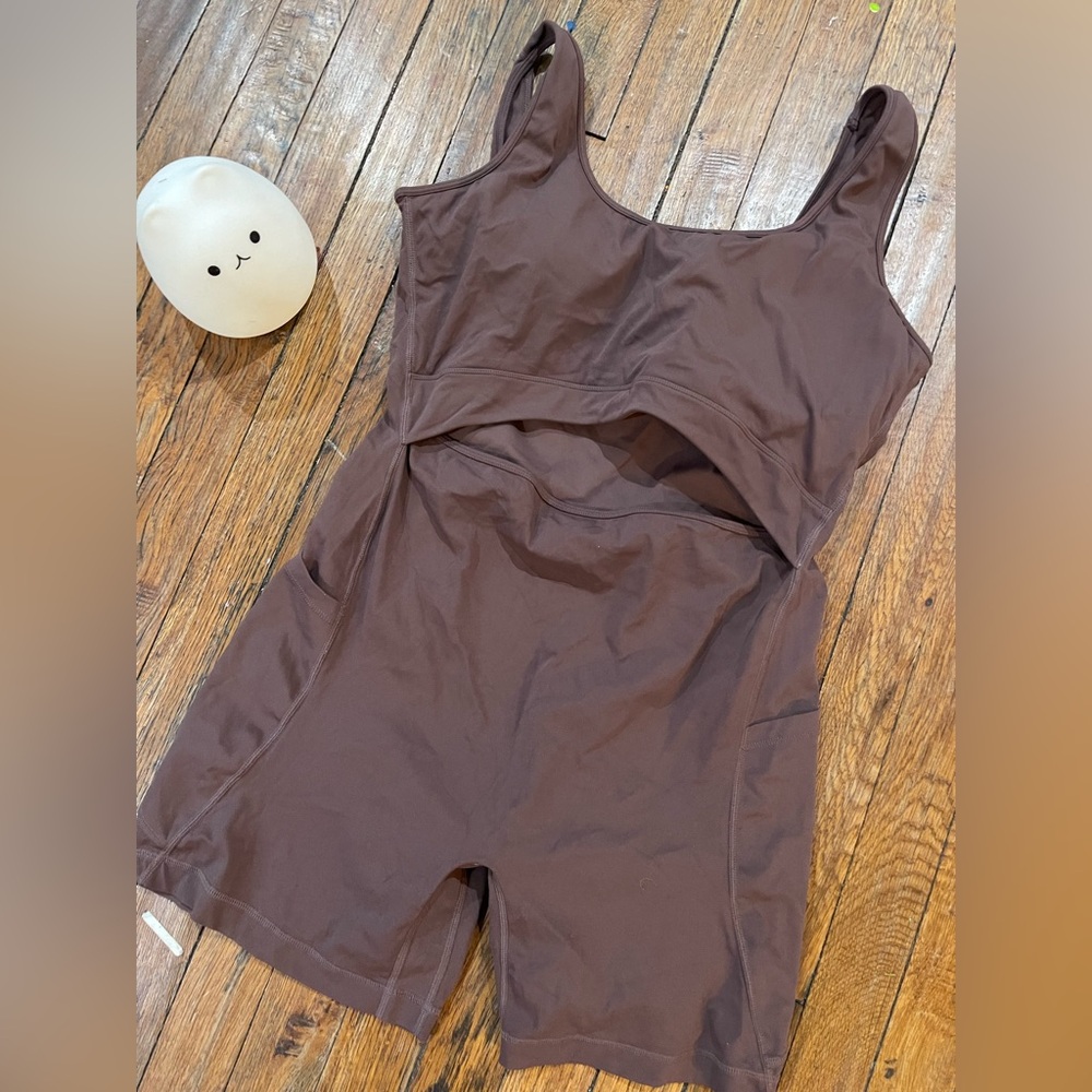 bloom Chocolate Brown Active Romper with Scoop Neck